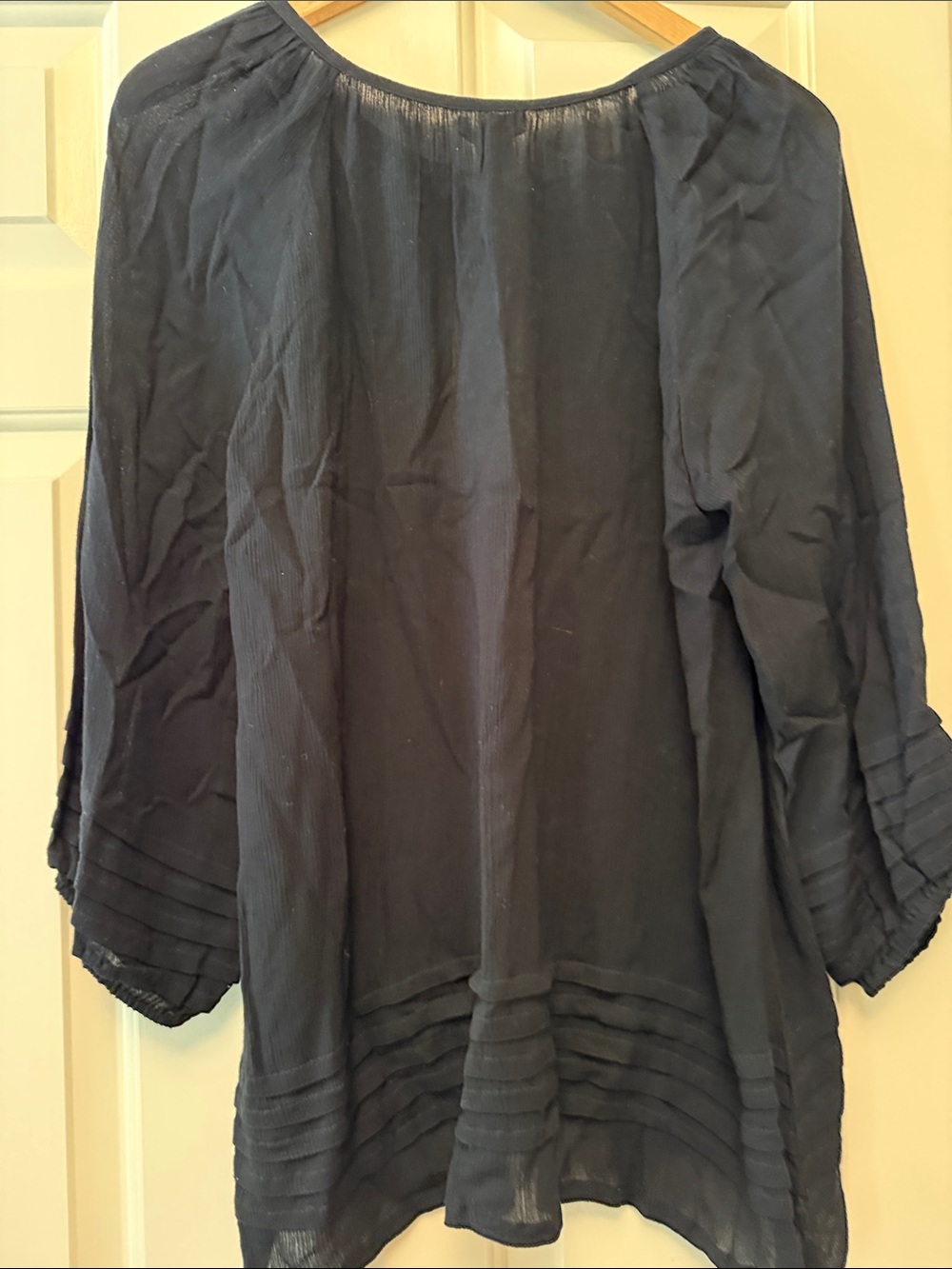 Kaktus Black Boho Peasant Tunic with Tassel Tie - Picture 7 of 7